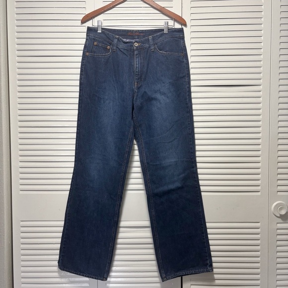 Eddie Bauer Purple Flannel Lined Size 32x30 (32x30) Blue Jeans High Rise Dark - Picture 1 of 8